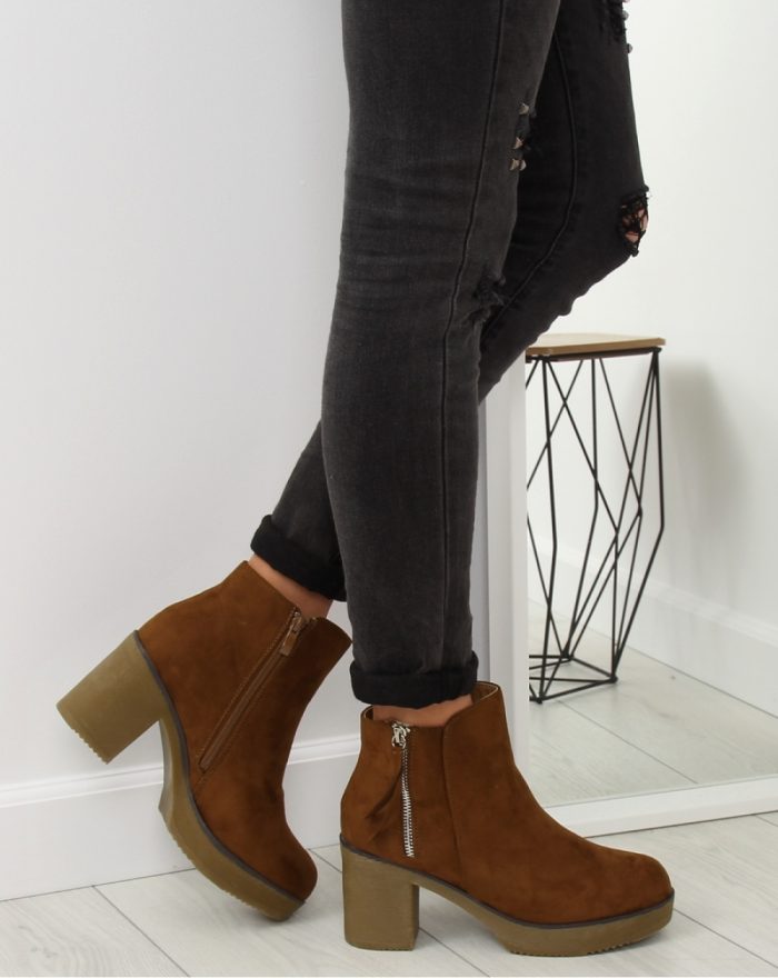 Botine cu toc culoarea maro 126362