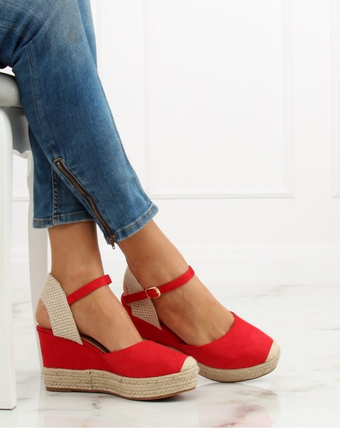 Sandale cu toc culoarea roşu 128155