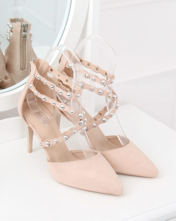 Pantofi cu toc subţire (stiletto) culoarea bej 129841