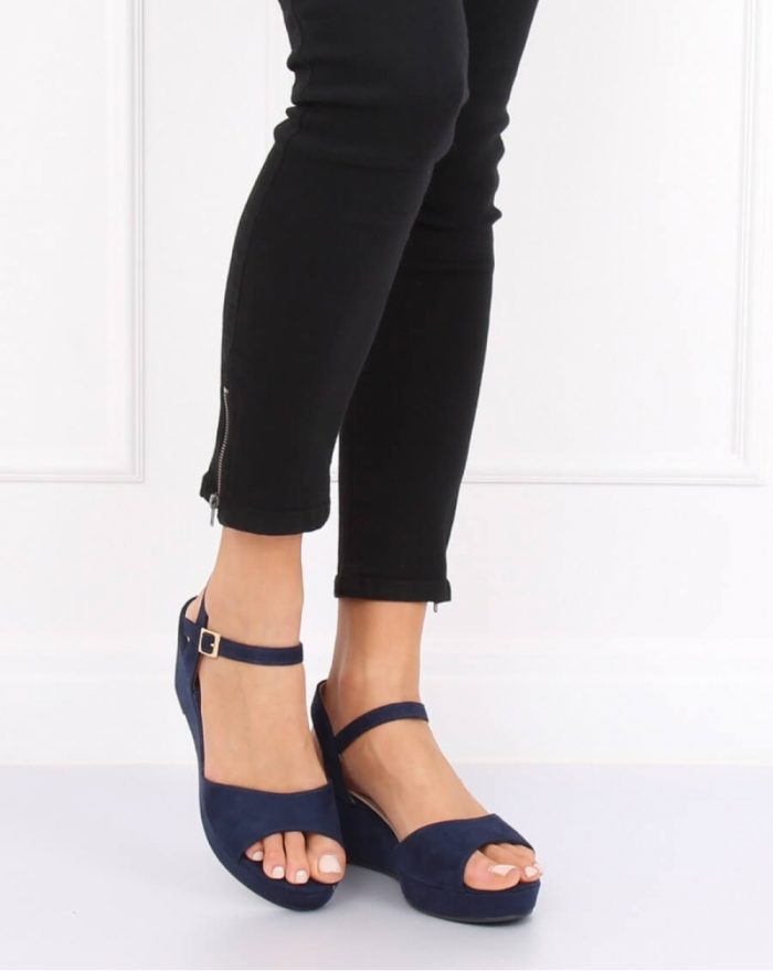 Sandale cu toc culoarea Bleumarin 129854