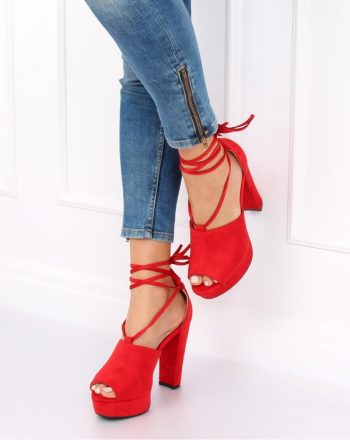 Sandale cu toc culoarea roşu 130113