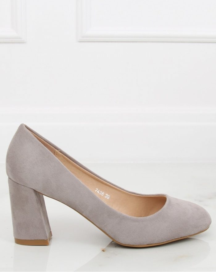 Pantofi dcu toc gros culoarea gri 130314