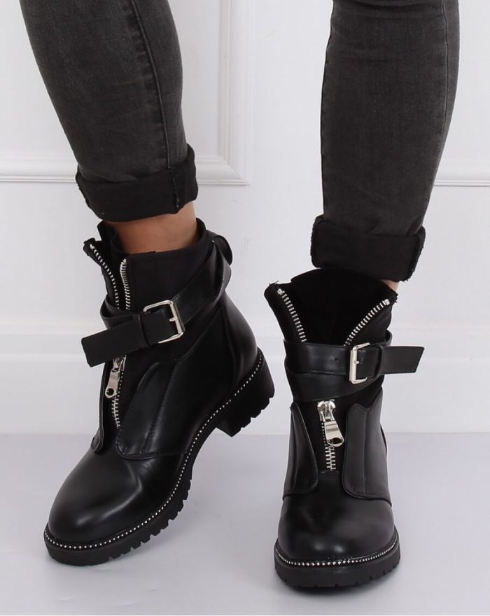 Botine na obcasie culoarea negru 134237
