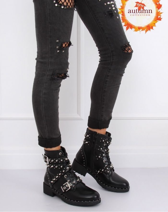 Botine na obcasie culoarea negru 134238