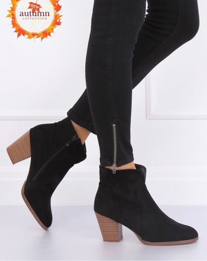 Botine na obcasie culoarea negru 134790