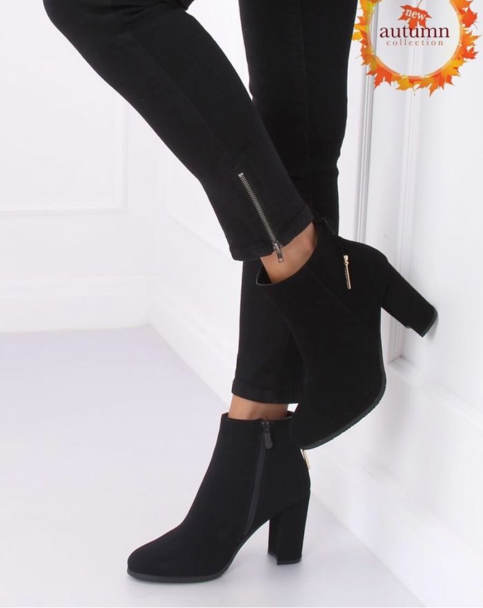 Botine na obcasie culoarea negru 134791