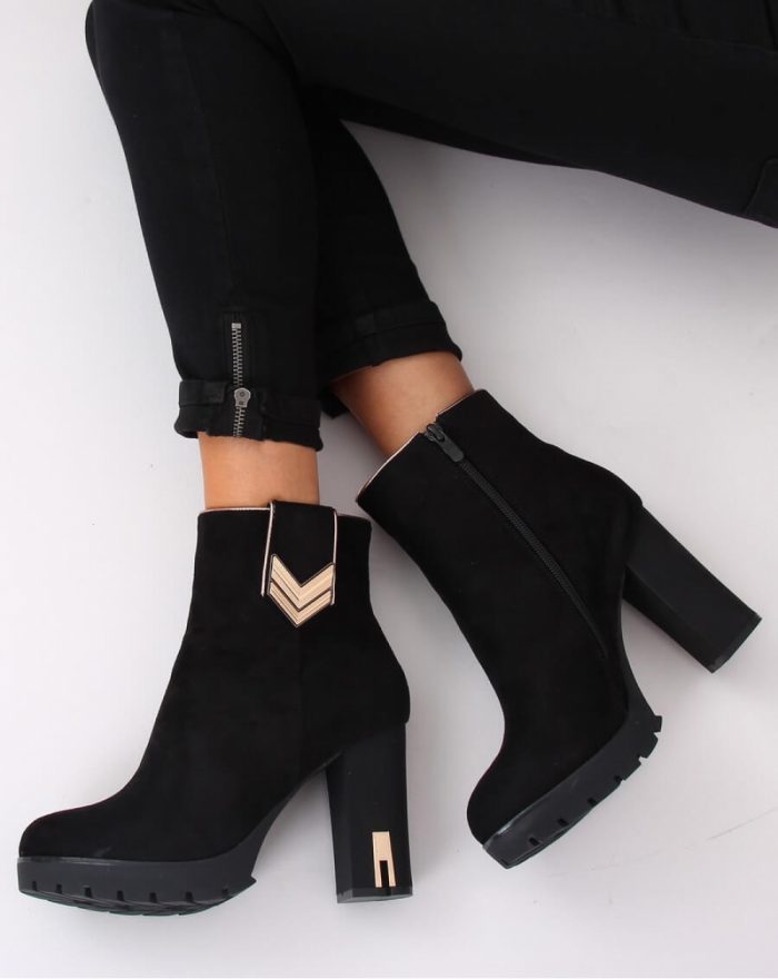 Botine na obcasie culoarea negru 134793
