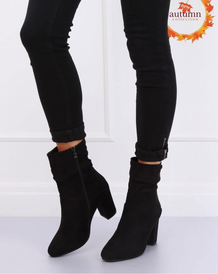 Botine na obcasie culoarea negru 134797