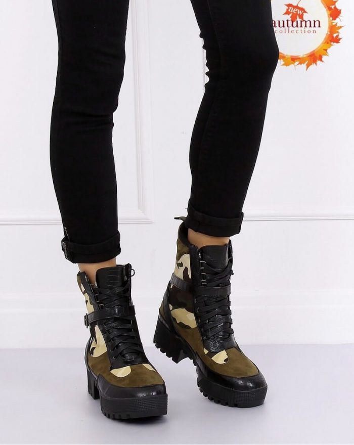 Botine na obcasie culoarea verde 134799