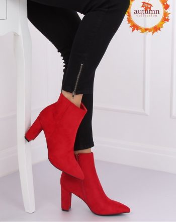 Botine na obcasie culoarea roşu 134836