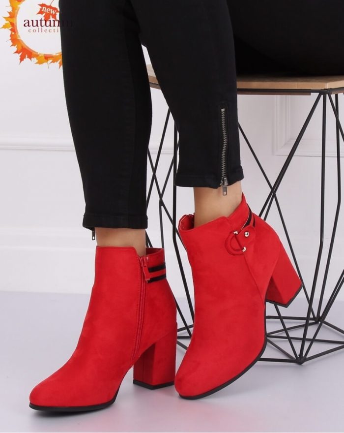 Botine na obcasie culoarea roşu 134857