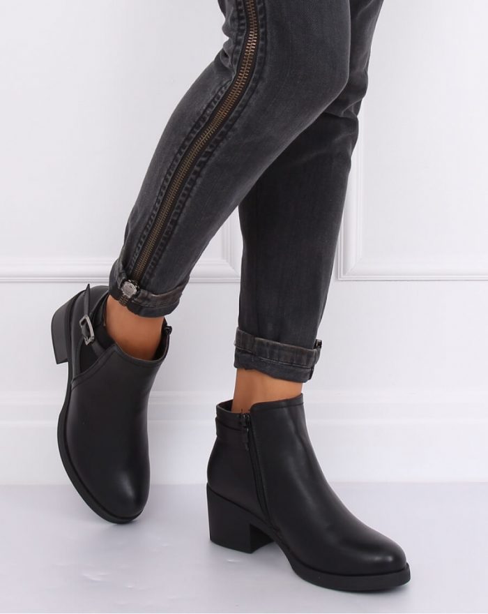 Botine na obcasie culoarea negru 135186