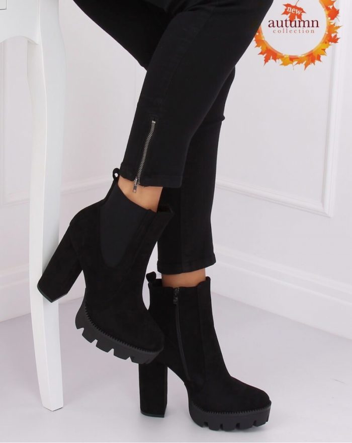 Botine cu toc culoarea negru 135405