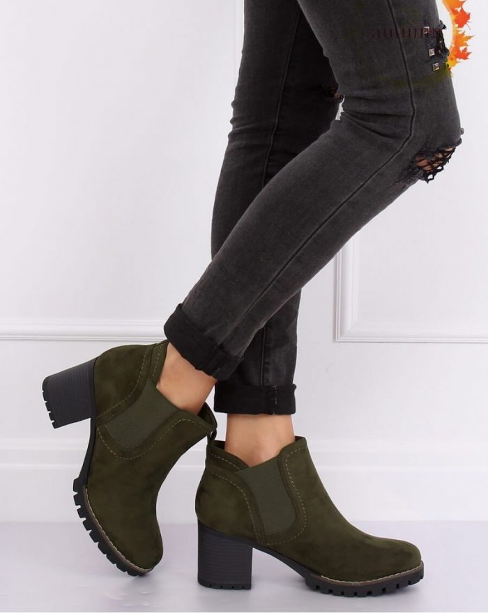 Botine cu toc culoarea verde 135414