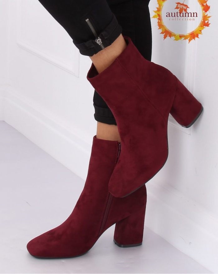 Botine cu toc culoarea roşu 135831