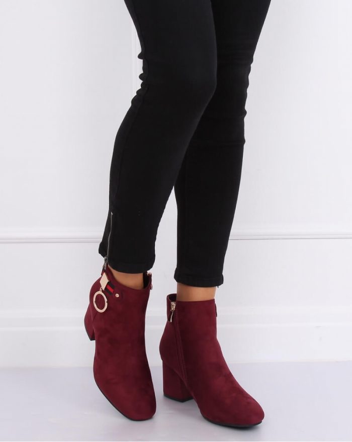 Botine cu toc culoarea roşu 135833