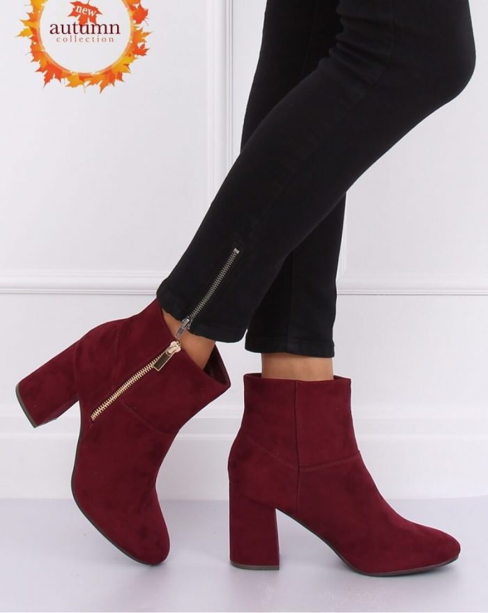 Botine cu toc culoarea roşu 136074