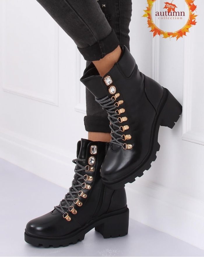 Botine cu toc culoarea negru 136226