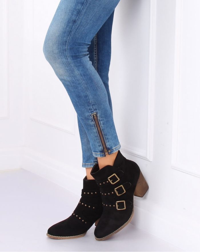 Botine cu toc culoarea negru 136956