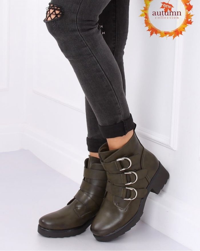 Botine cu toc culoarea verde 137209