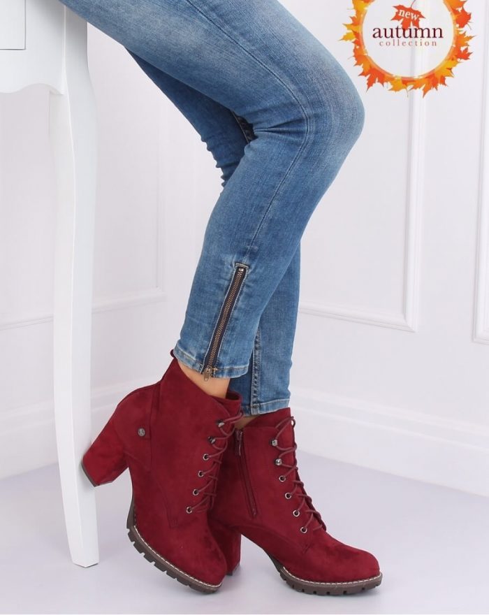 Botine cu toc culoarea roşu 137310