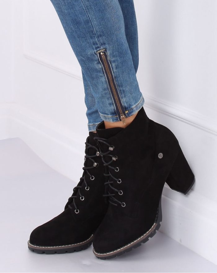 Botine cu toc culoarea negru 137311