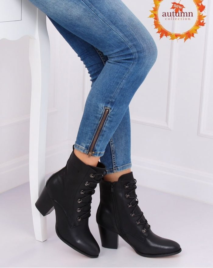 ~Botki na obcasie culoarea negru 137788