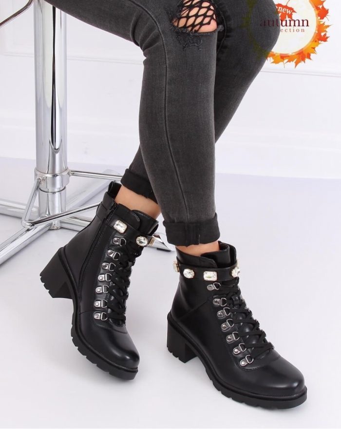 ~Botki na obcasie culoarea negru 138020