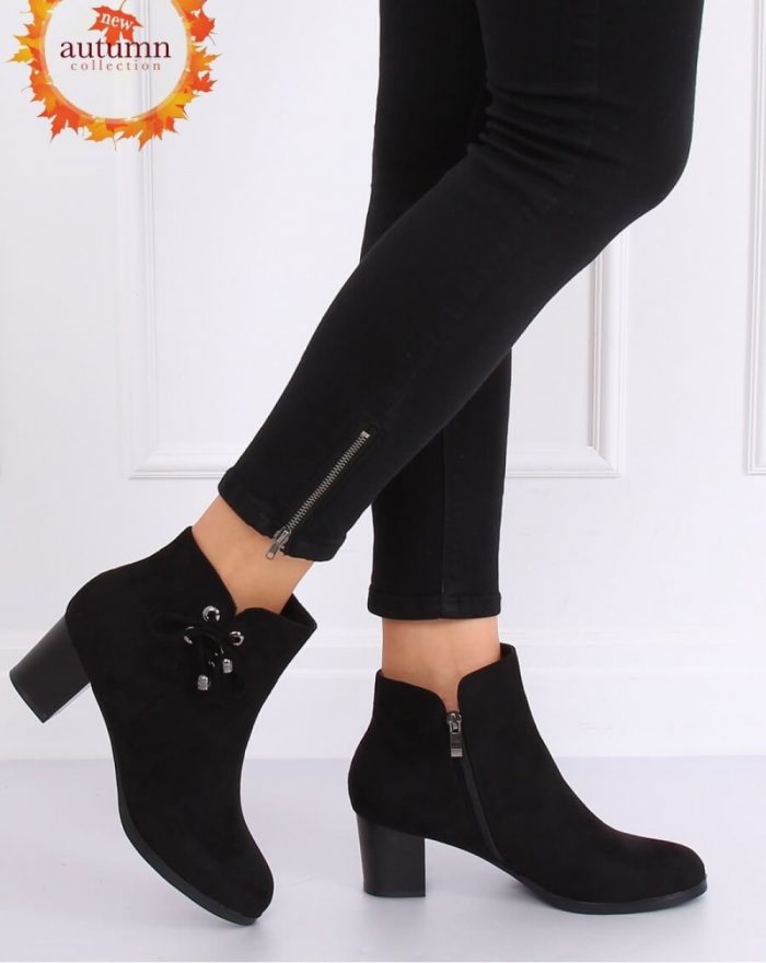 Botine cu toc culoarea negru 138350