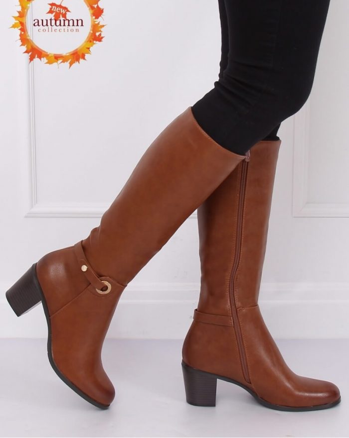 Cizme cu toc culoarea maro 138352