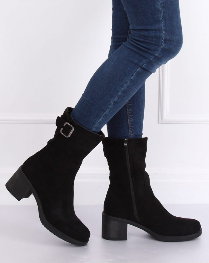 Botine cu toc culoarea negru 140297