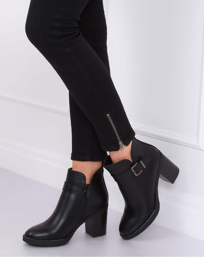 ~Botki na obcasie culoarea negru 140344